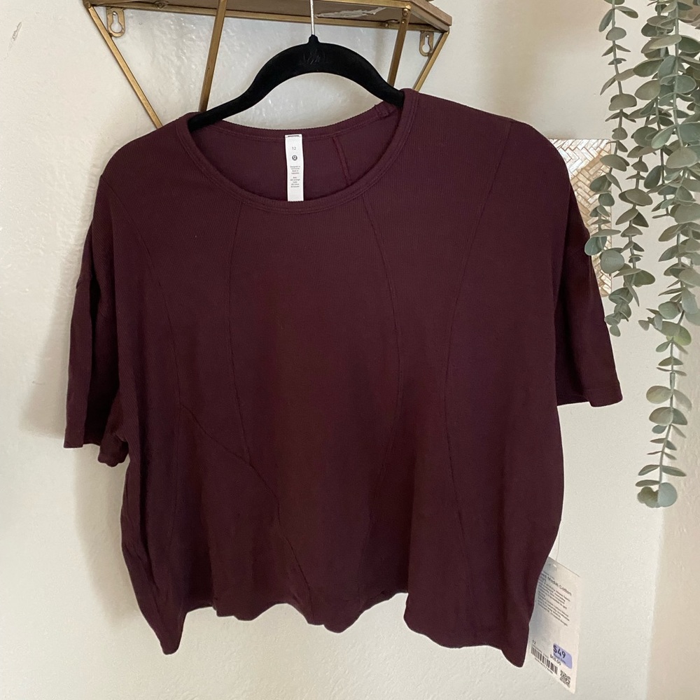 NWT Lululemon Maroon Ribbed Modal-Cotton T-shirt